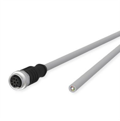 Kabel czujnika/siłownika METZ CONNECT M12, kod A, męski prosty kabel M12 - otwarty koniec, szary, 5 m