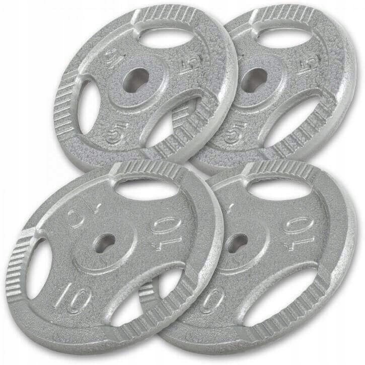 Zestaw obciążeń żeliwnych z uchwytem 30 kg 2x5, 2x10 kg