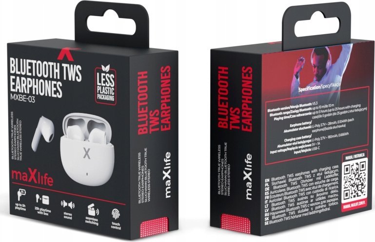 Słuchawki MaxLife słuchawki Bluetooth MXBE-03 TWS białe douszne
