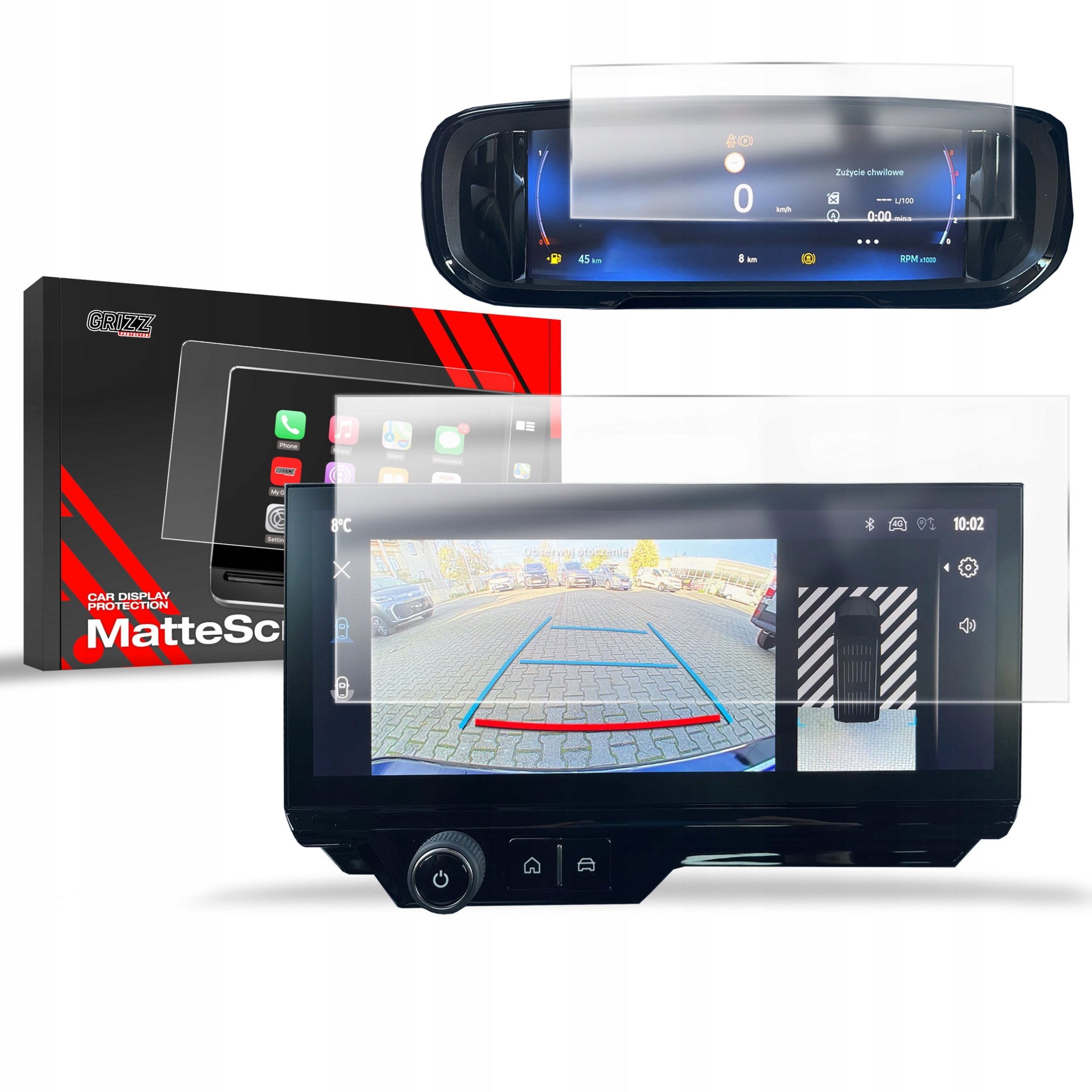 Nawigacja GPS GrizzGlass Folia matowa CarDisplay Protection do Opel Combo 4 10" 2023-2024 [2w1]
