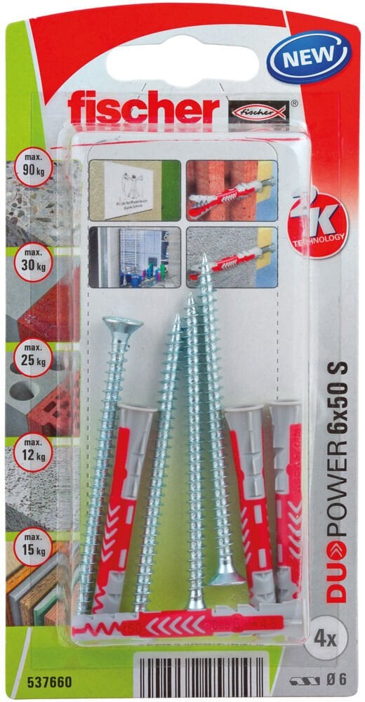 Two-component dowel with screw 6x50 mm, 4 pcs.