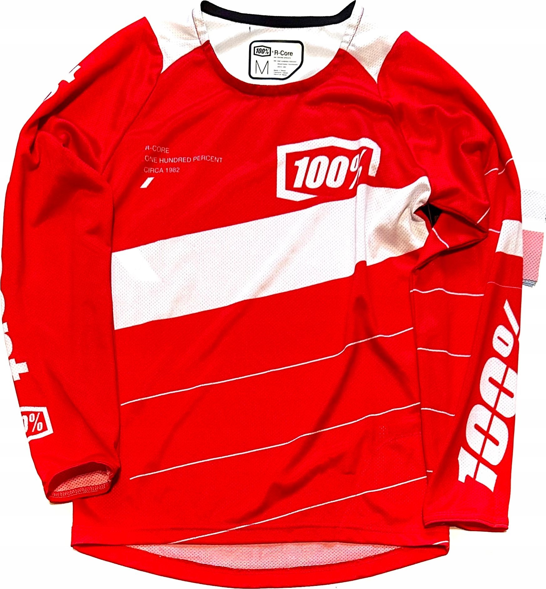 100% Koszulka juniorska 100% R-CORE Youth Jersey długi rękaw Red roz. M (NEW 2023)
