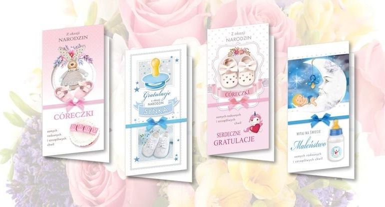 Top Graphic Karnet DL De Lux. Złocony Narodziny MIX (10szt.)