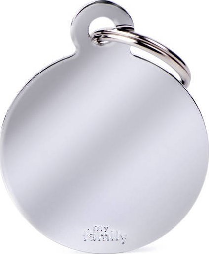 Zawieszka Adresówka Identyfikator z grawerem dla psa i kota duże koło srebrne