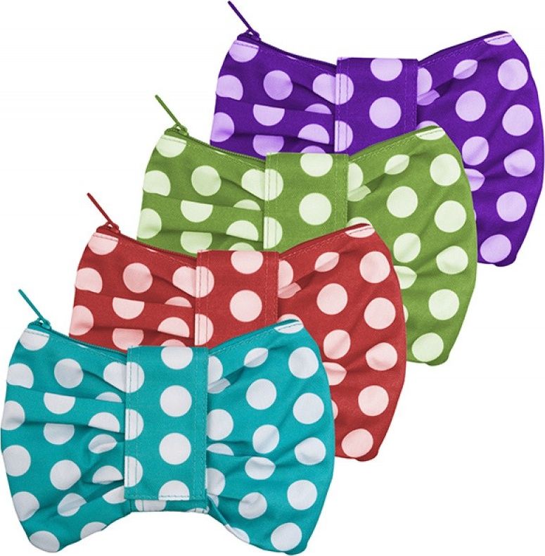 Piórnik Piórnik-saszetka MEMORIS Pretty Bow, kokardka, na suwak i rzep, mix kolorów