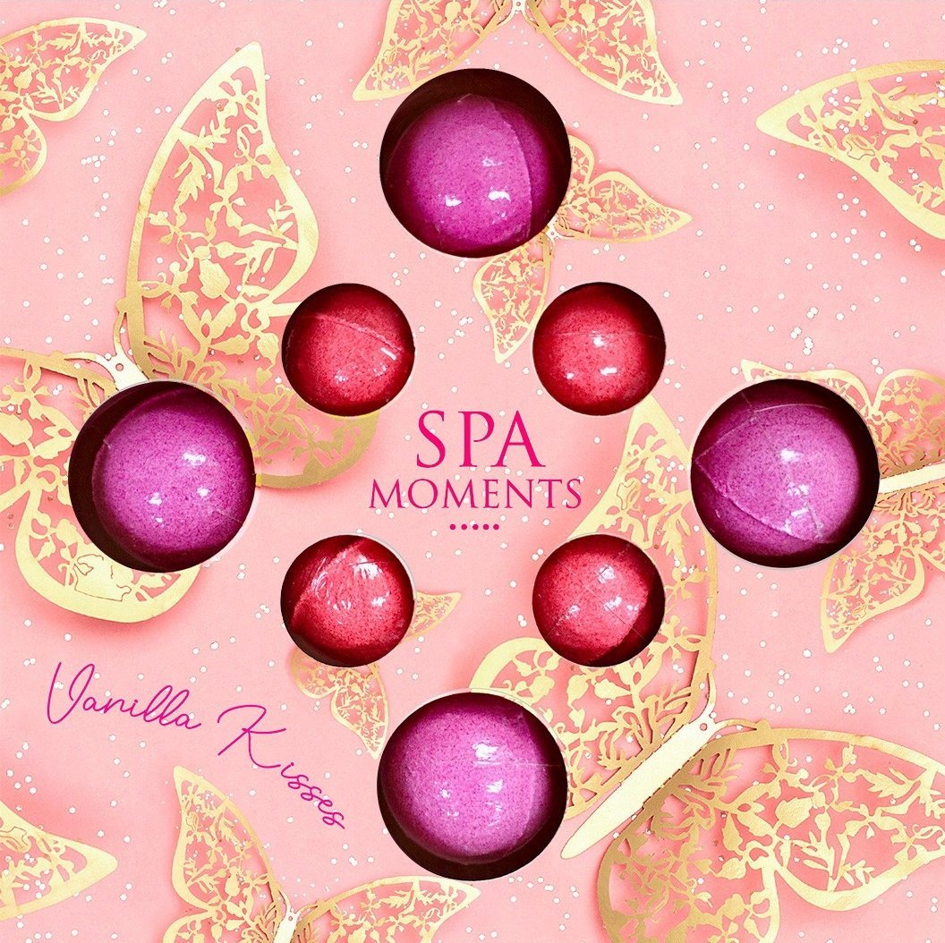 Spa Moments Zestaw kul do kąpieli wanilla kisses 4x30g, 4x20g-pomarańczowe 80g