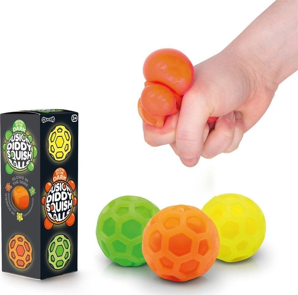 Zestaw 3 piłeczek antystresowych gniotek w siatce