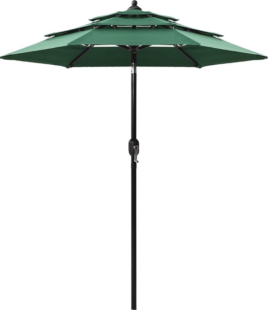 vidaXL 3-poziomowy parasol na aluminiowym słupku, zielony, 2 m