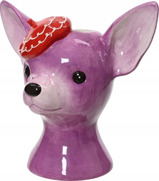 Wazon dolomitowy chihuahua 22,5x14,5x17,5cm Liliowy dekoracyjny