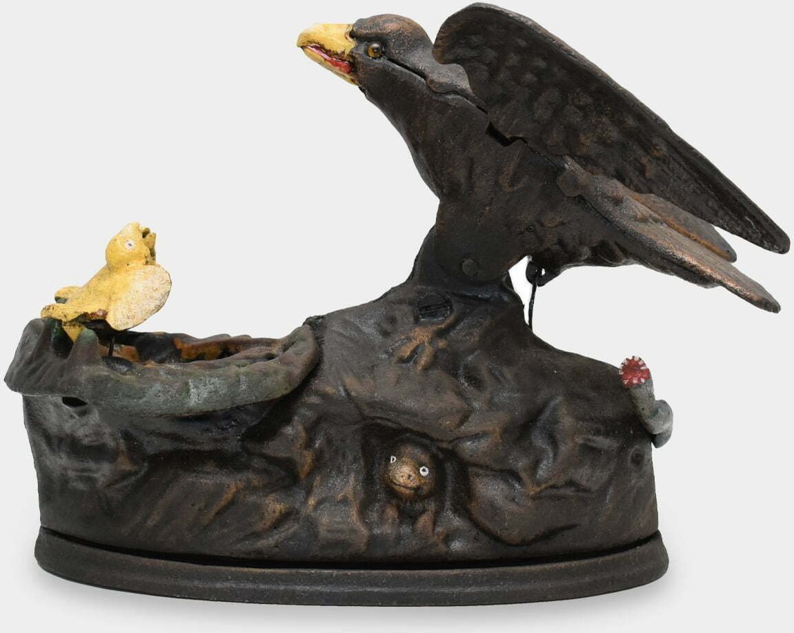 rzezbyzbrazu Żeliwna Skarbonka Mechaniczna Orzeł i Młode