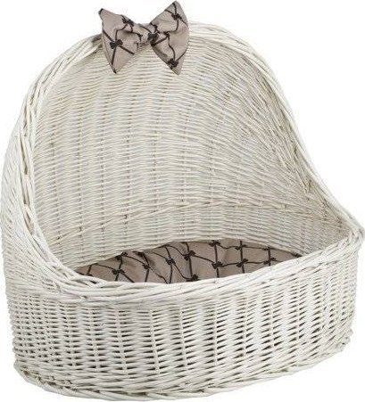 WickerPL ELSA WIKLINOWE WYBIELANE OWALNE LEGOWISKO DLA ZWIERZĄT Z DACHEM BUDA DLA KOTA LEGOWISKO DLA PSA Z PODUSZKĄ 60X46 H16/48 CM