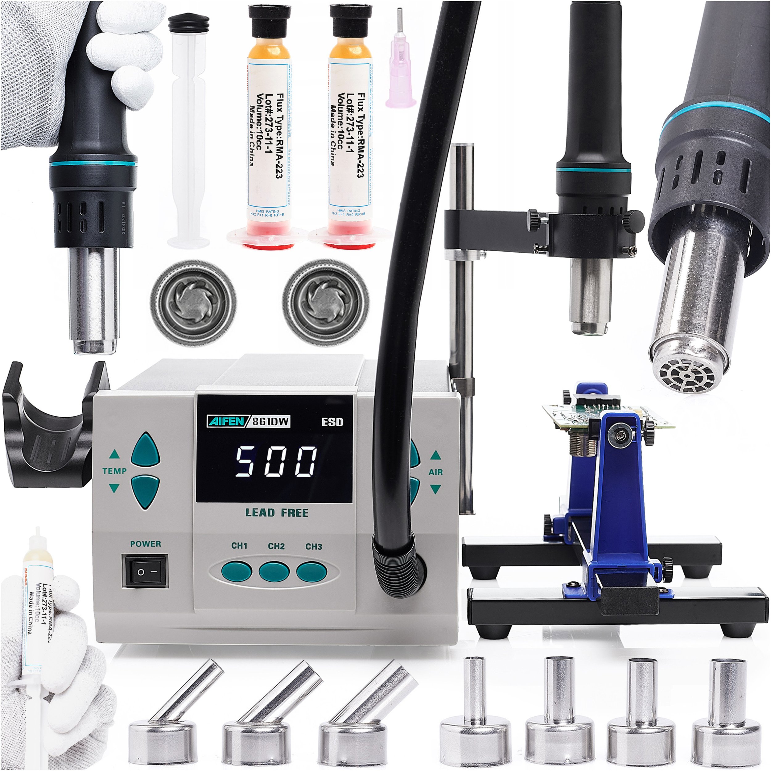 Stacja Hot Air na Gorące Powietrze Spawarka Aifen 861DW Uchwyt Kolby i PCB