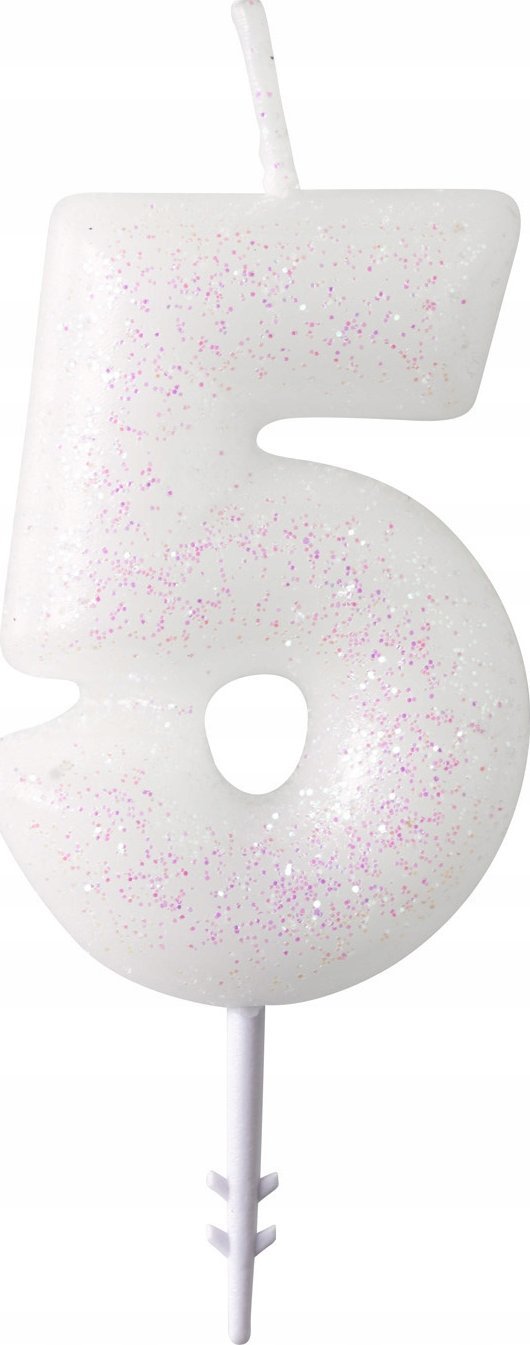 AMSCAN Świeczka cyferka 5 m błyszcząca 9904380