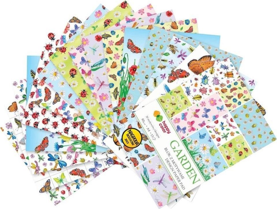 Blok z motywami Garden A4/15K 80g HAPPY COLOR