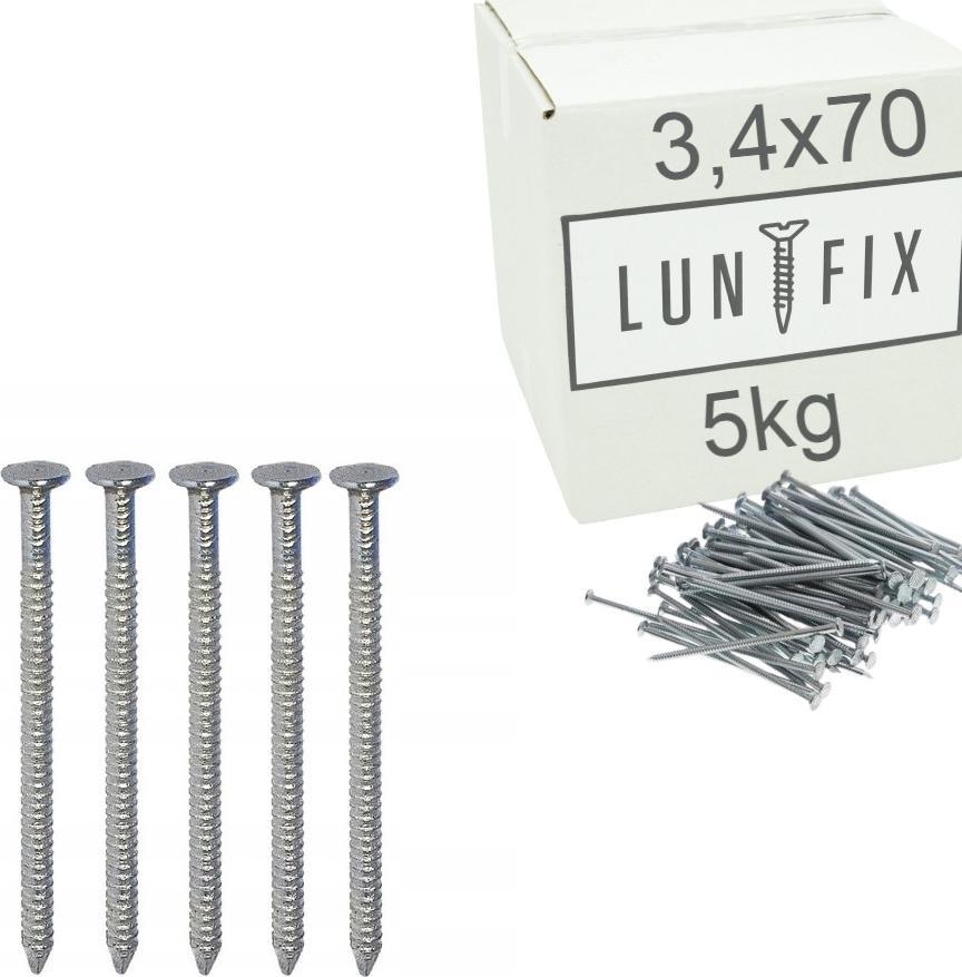 Lun Fix Gwoździe 3,4x70 mm pierścieniowe ciesielskie czarne 5kg