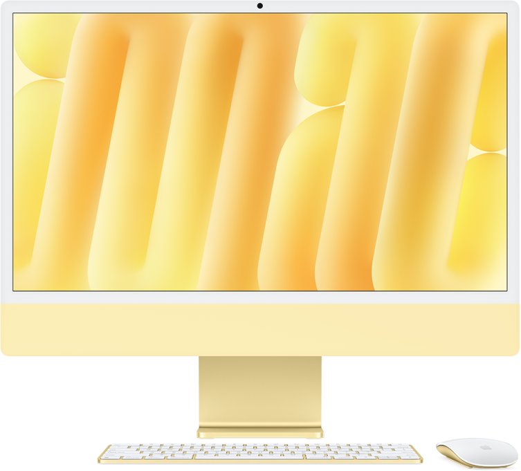 APPLE iMac Z1K2 59,62cm 23,5Zoll Standardglas M4 10C CPU/10C GPU/16C N.E. 24GB 512GB SSD Gbit Eth MM MaKey TID DE Gelb