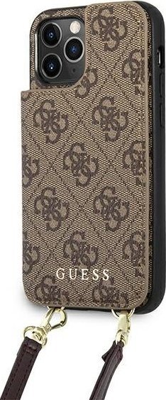 Guess Guess GUHCP12MCB4GB iPhone 12 / 12 Pro 6,1" brązowy/brown hardcase 4G Crossbody Cardslot
