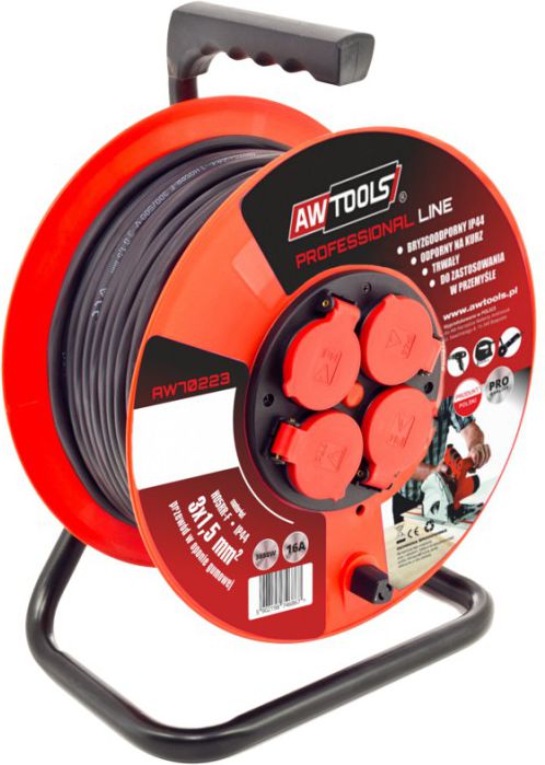 AWTools Przedłużacz bęben 50m 3x2,5mm 16A / 3680W / IP44 (AW70227)