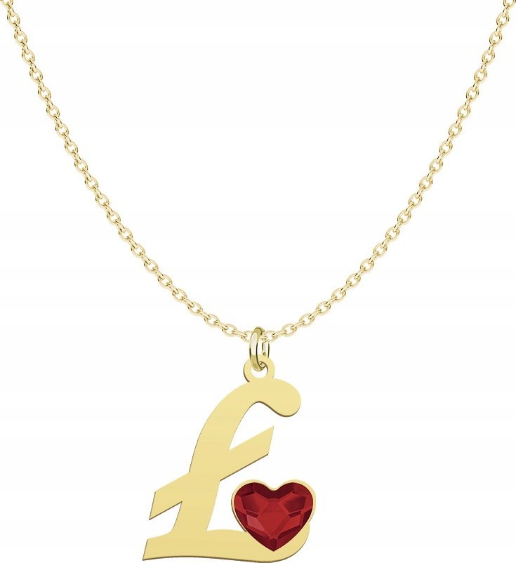 Radziszewska Jewellery Pozłacany Naszyjnik LITERA Ł z sercem DEDYKACJA