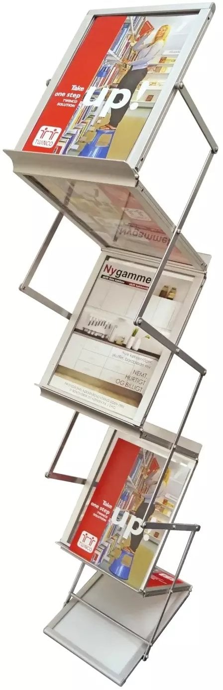 Twinco Brochurestativ TWIN Light Z-Shape A4 model podłogowy 6 fag srebrny