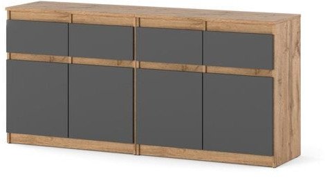 Komoda Nowoczesna 6 Szuflad Duża 160cm Szafka Loft Szuflady Dąb Wotan Szary