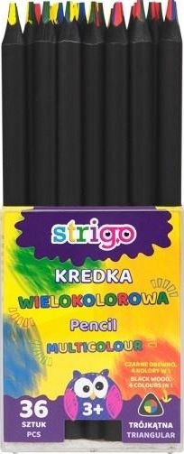 Strigo Kredki wielokolorowe czarne drewno (36szt) STRIGO