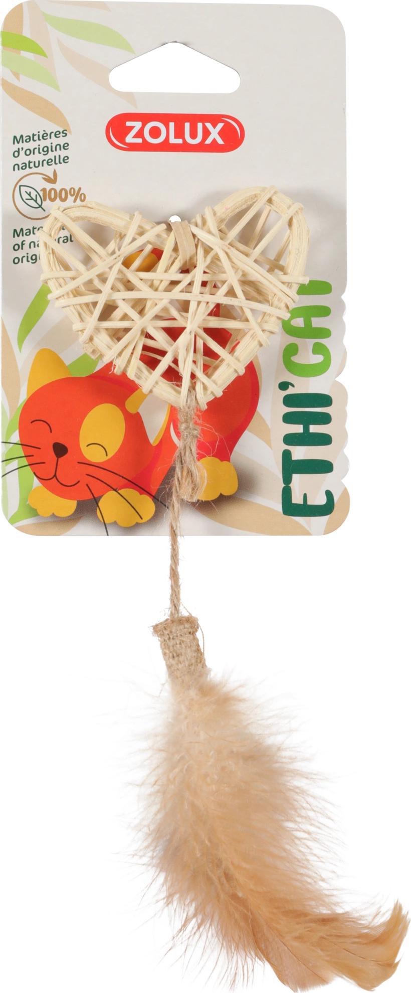Zolux ZOLUX Zabawka dla kota ETHICAT serce z rattanu i piórka