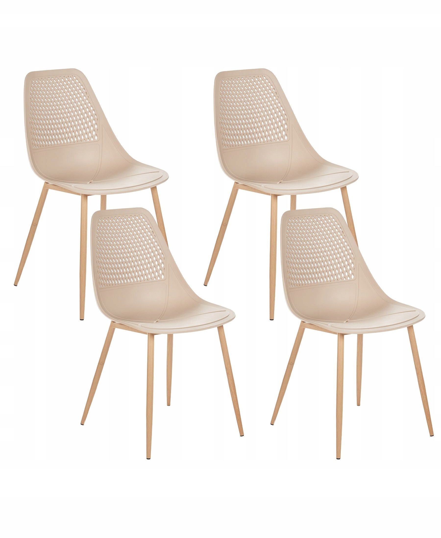 Beliani Zestaw 4 krzeseł do jadalni HAZELTON Beżowy