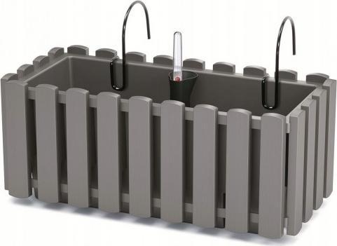 Prosperplast Skrzynka balkonowa z nawadnianiem i hakami Boardee szara