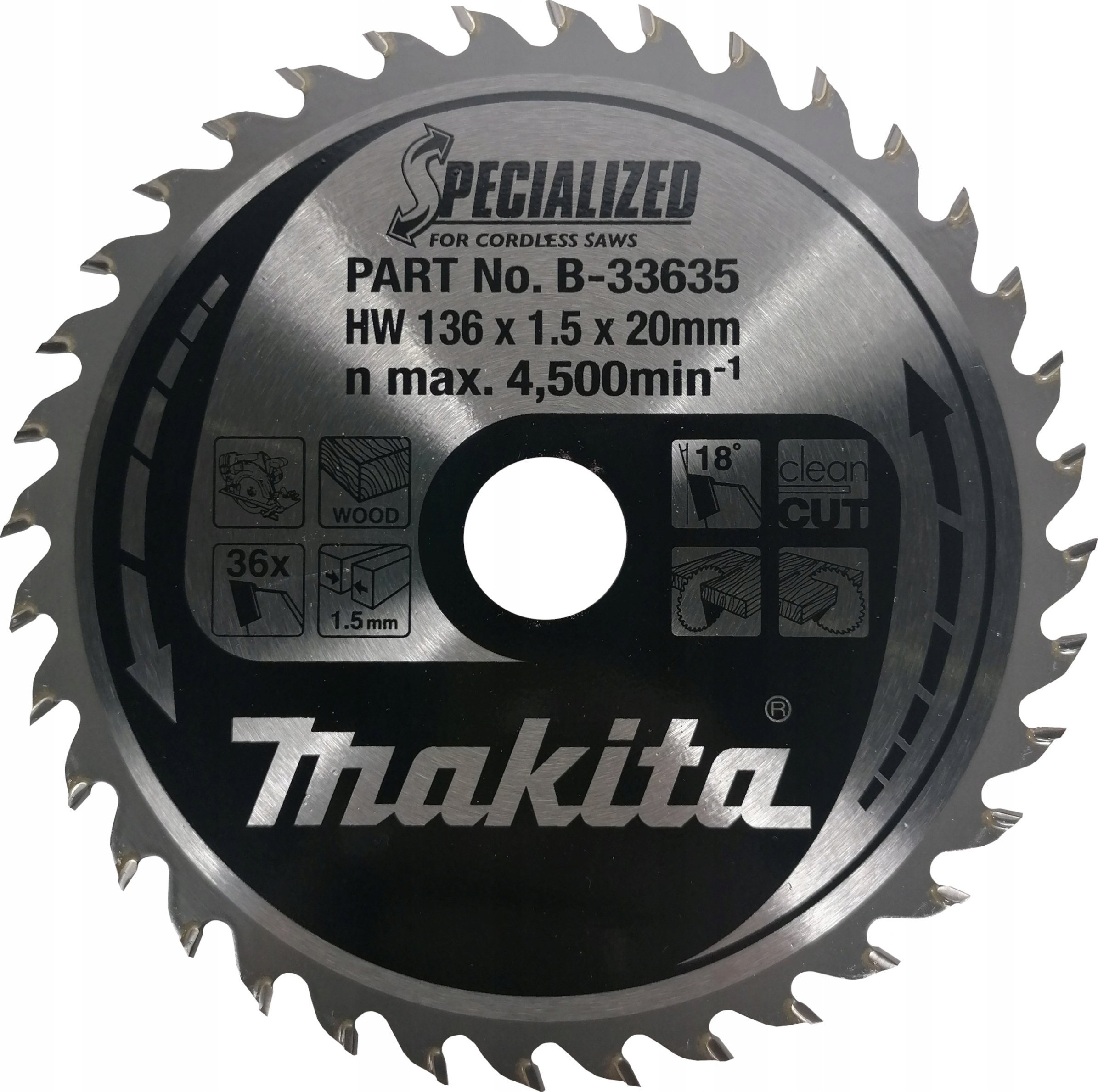 Makita MAKITA PIŁA TARCZOWA 136x20x36z SPECJALIZED DREWNO