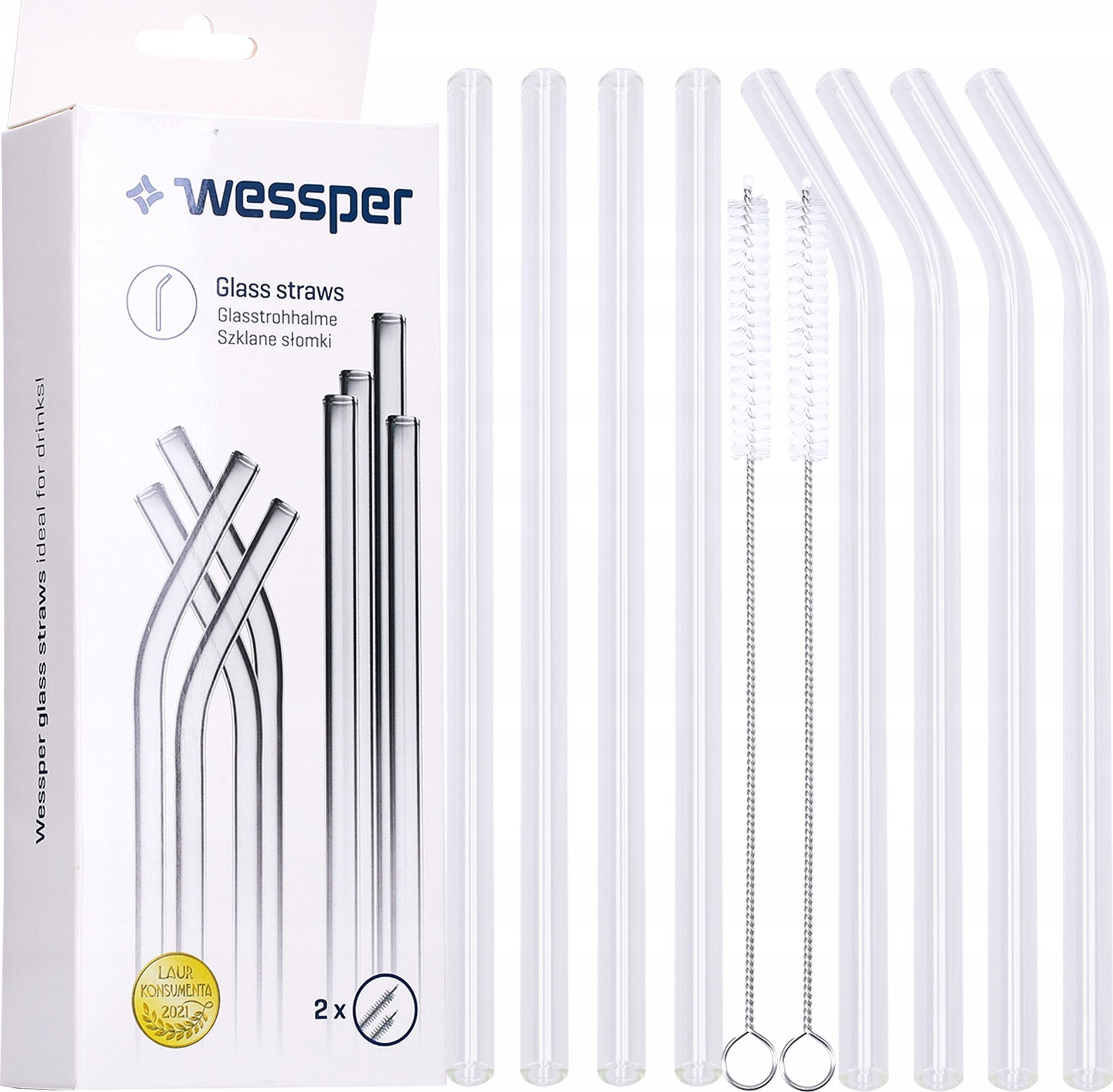 Wessper Zestaw 8 szklanych słomek + 2 czyściki (WES258)