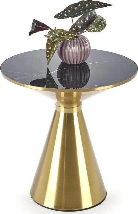 Stolik kawowy TRIBECA 50x50 czarny marmur/złoty HALMAR