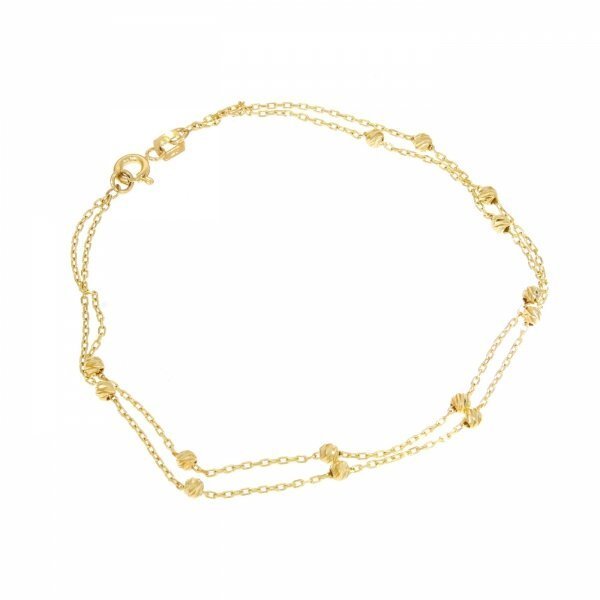 Caspol Złota bransoleta na podwójnym łańcuszku z kulkami BR.01376 PR.585