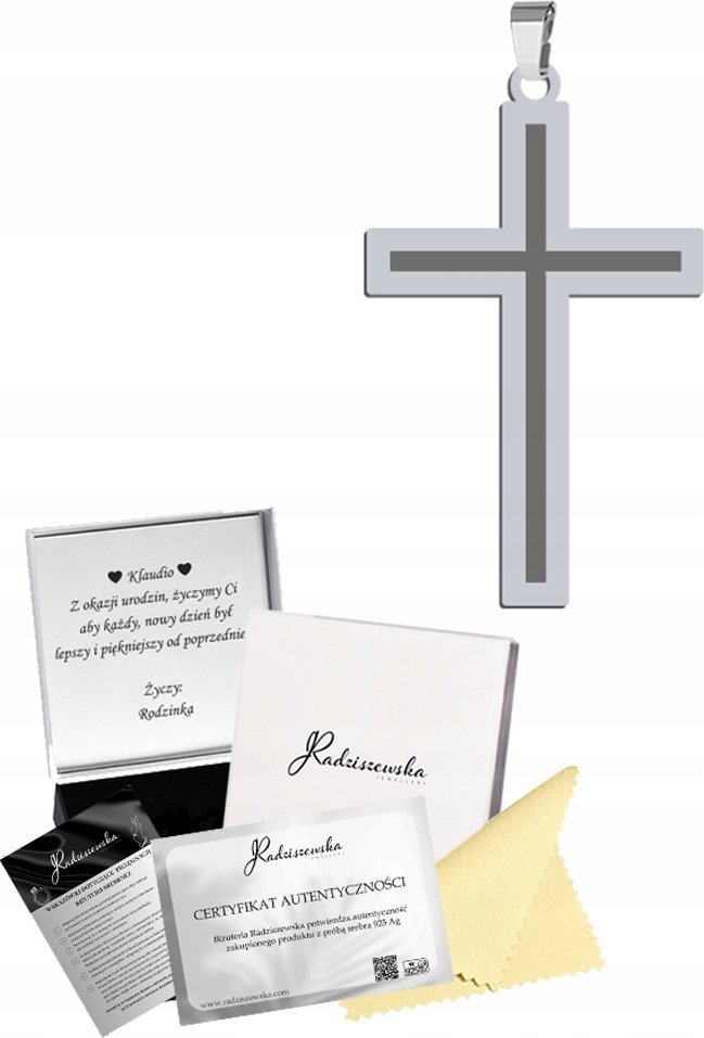 Radziszewska Jewellery Srebrny Medalik z Krzyżykiem Srebro 925 Prezent Komunia ŻYCZENIA GRATIS