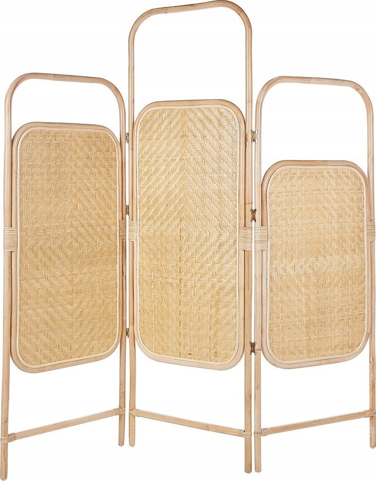 Beliani 3-panelowy składany parawan pokojowy rattanowy 166 x 180 cm naturaly CARPI