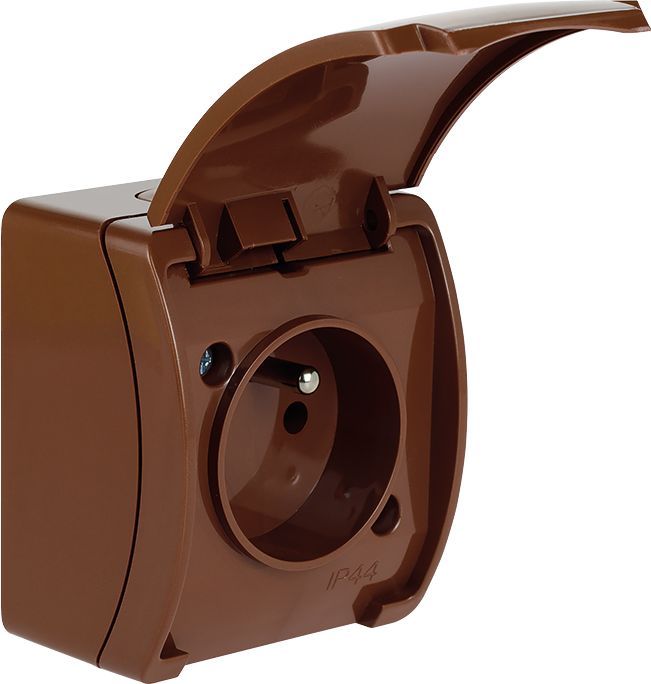 Elektro-Plast Gniazdo pojedyncze Koala z/u IP44 n/t brąz z klapką brąz (61.372)