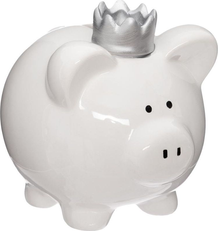 Atmosphera Skarbonka świnka z koroną biała