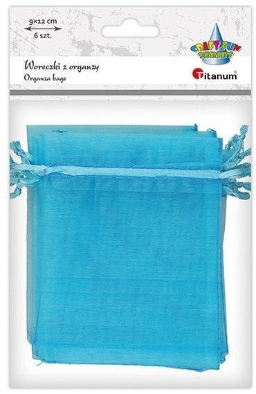 Woreczki z organzy turkusowe 9x12cm 6szt