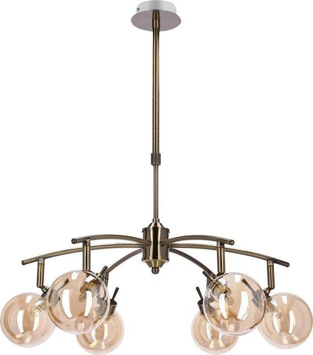 Lampa wisząca Candellux LENTINI LAMPA WISZĄCA PATYNOWY 6X40W G9 KLOSZ BURSZTYNOWY