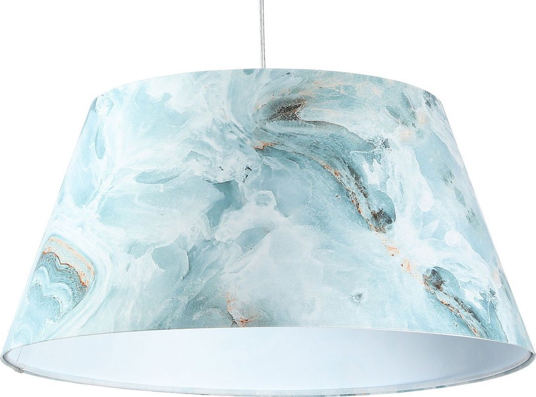 Lampa wisząca Lumes Błękitna welurowa lampa wisząca stożek - S411-Najra