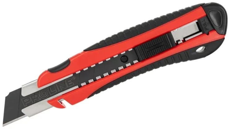 NOŻYK,OSTRZE ŁAMANE 25MM,SK2 CZARNE,(1+2SZT),DISPLAY,PROLINE