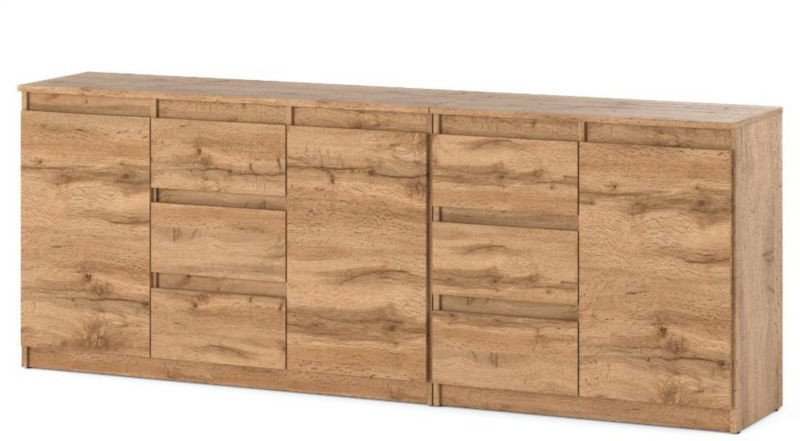 Komoda Drewniana Do Sypialni 6 Szuflad 200cm Do Pokoju Dziecięcego Wotan