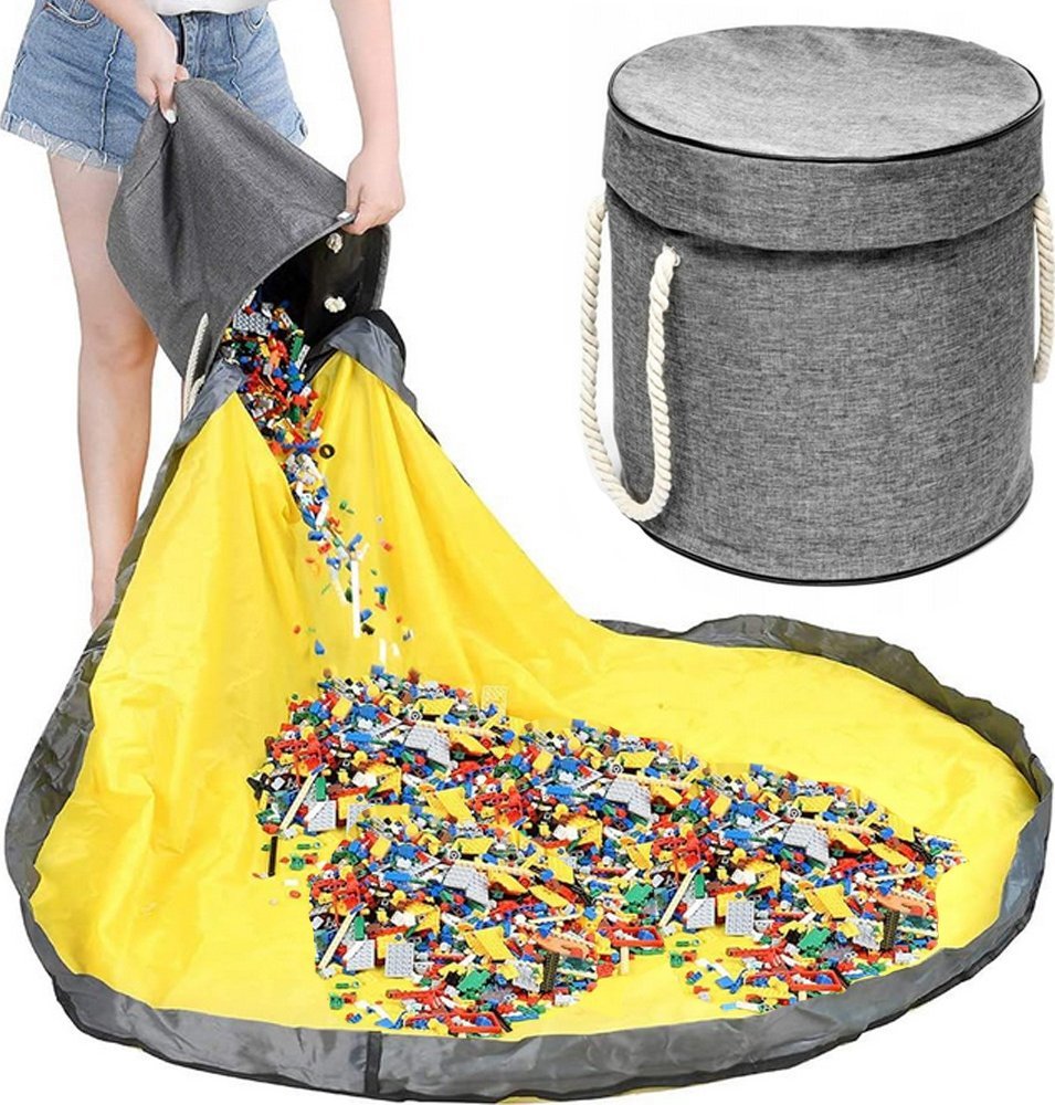 Verk Kosz na zabawki klocki z matą organizer worek pojemnik z pokrywką uchwyty Kosz na zabawki klocki z matą organizer worek pojemnik z pokrywką uchwy