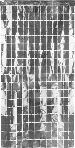 Kurtyna party kwadraty srebrna 100x200cm