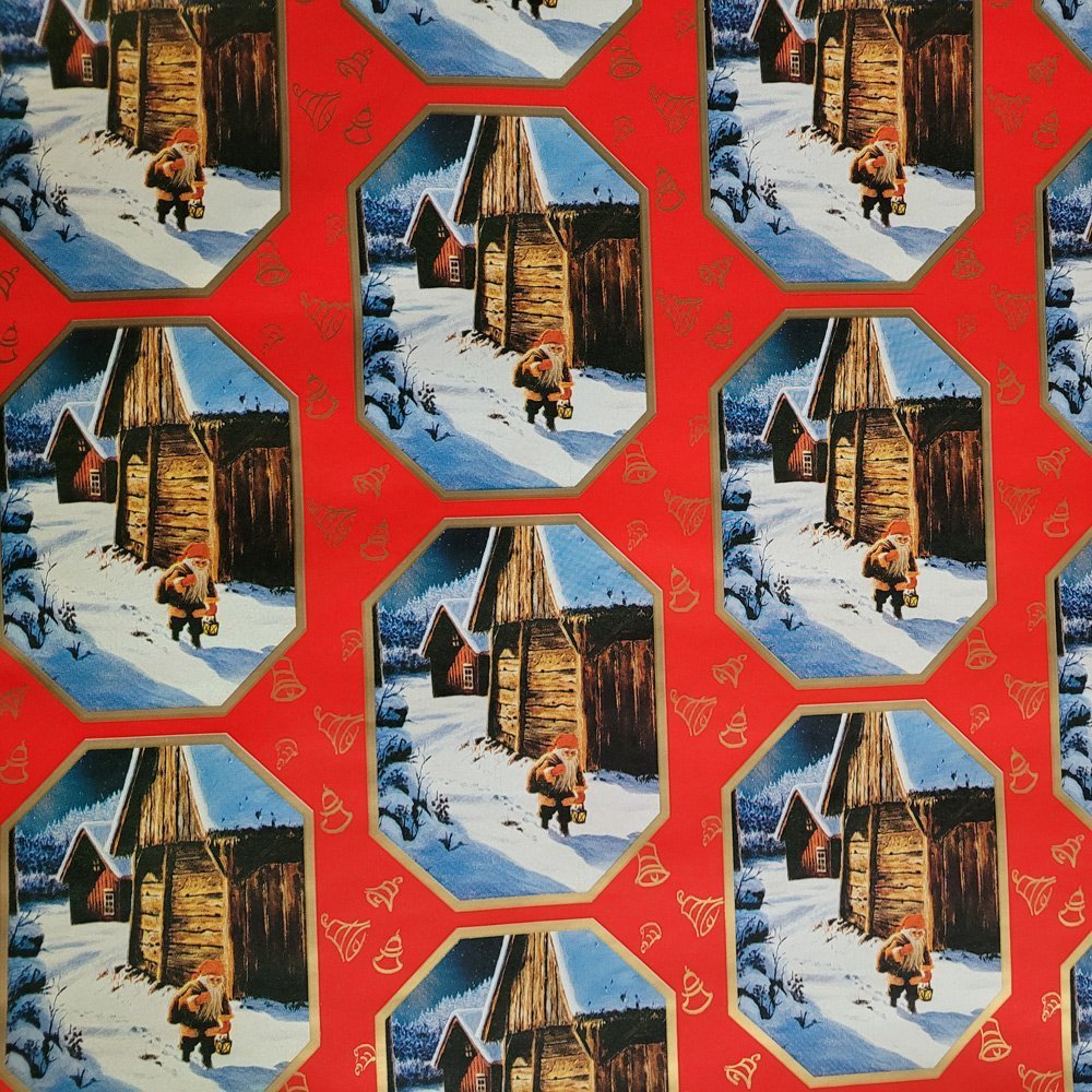 Papier czerwony mikołaj do pakowania 57cmx5m 5m26