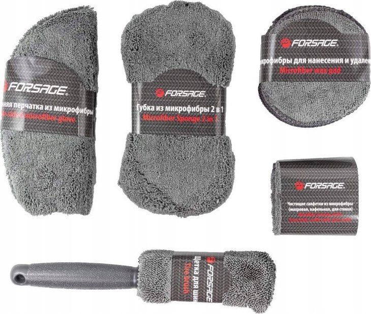 Forsage Zestaw akcesoriów z mikrofibry do mycia samochodu 9el.