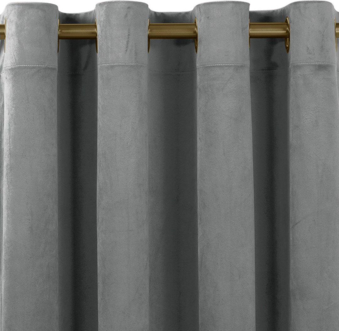 Homede Homede Zasłona VILA klasyczna velvetowa na złotych przelotkach 400x270 grafitowa