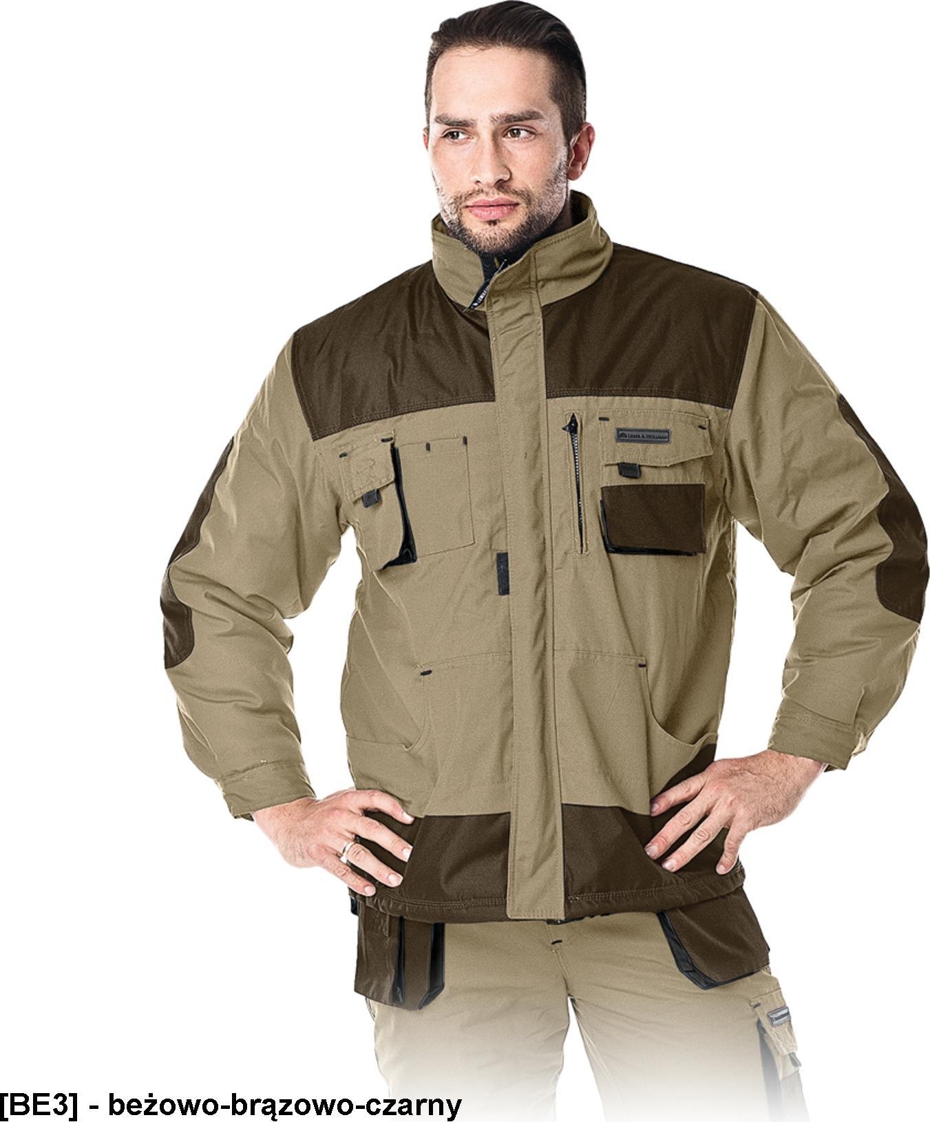 R.E.I.S. LH-FMNW-J - KURTKA ZIMOWA OCHRONNA OCIEPLANA - beżowo-brązowo-czarny XL