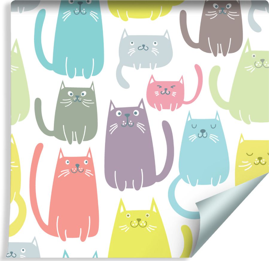 Muralo Tapeta Dla Dzieci - Kolorowe Wesołe Kotki