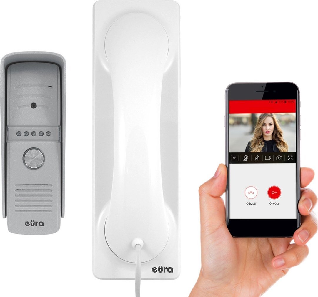 Eura Wideodomofon IP EURA VDP-50A3 PROXIMA BIAŁY unifon z WiFi obsługa 1 wejścia aplikacja Eura Connect